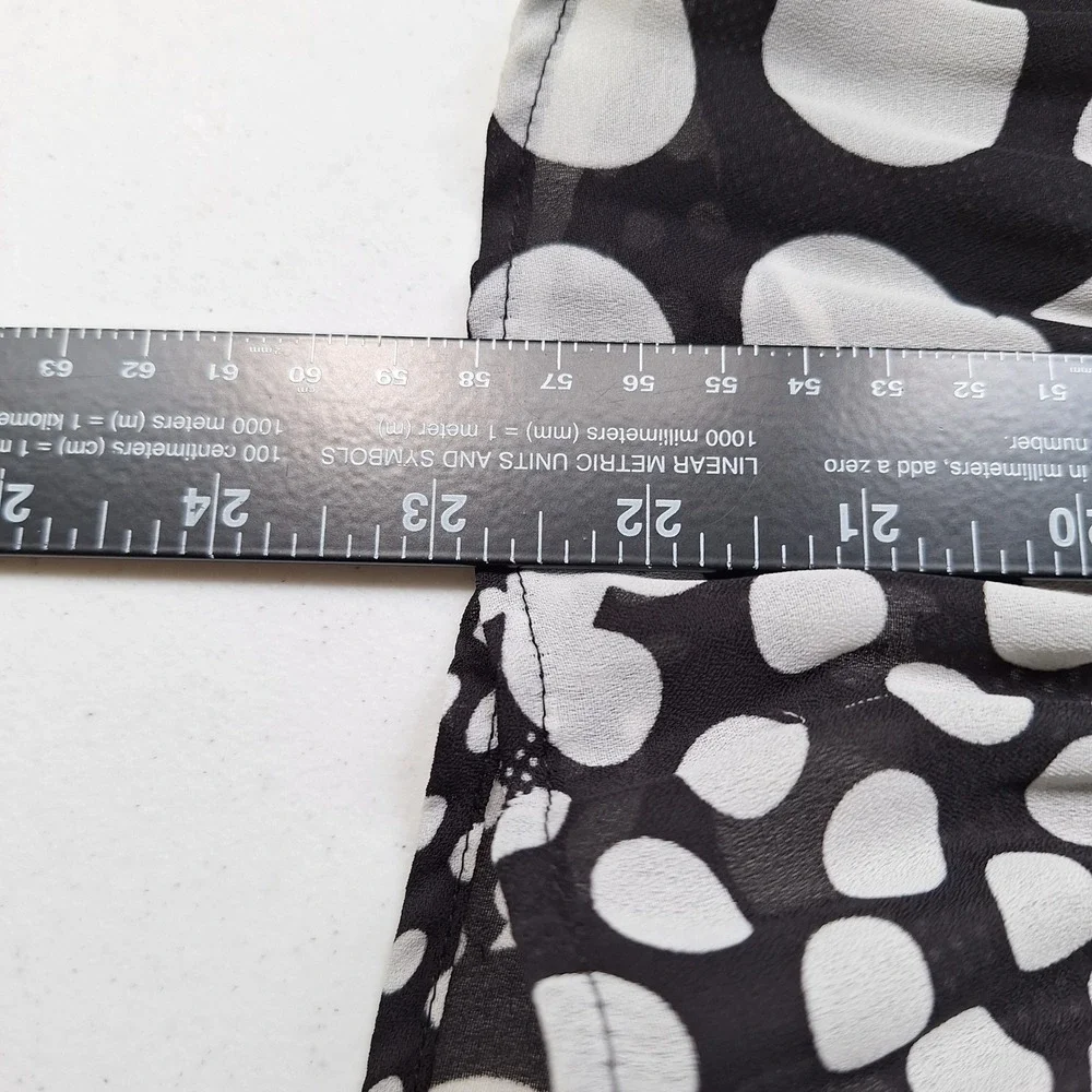 Whimsigoth Sunny Leigh Black White Polka Dot Tie Front Puff Sleeve Pleated Top M